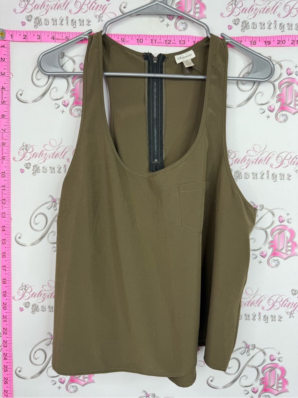 Dynamite tank top Olive Green Zip-Back Tank Top